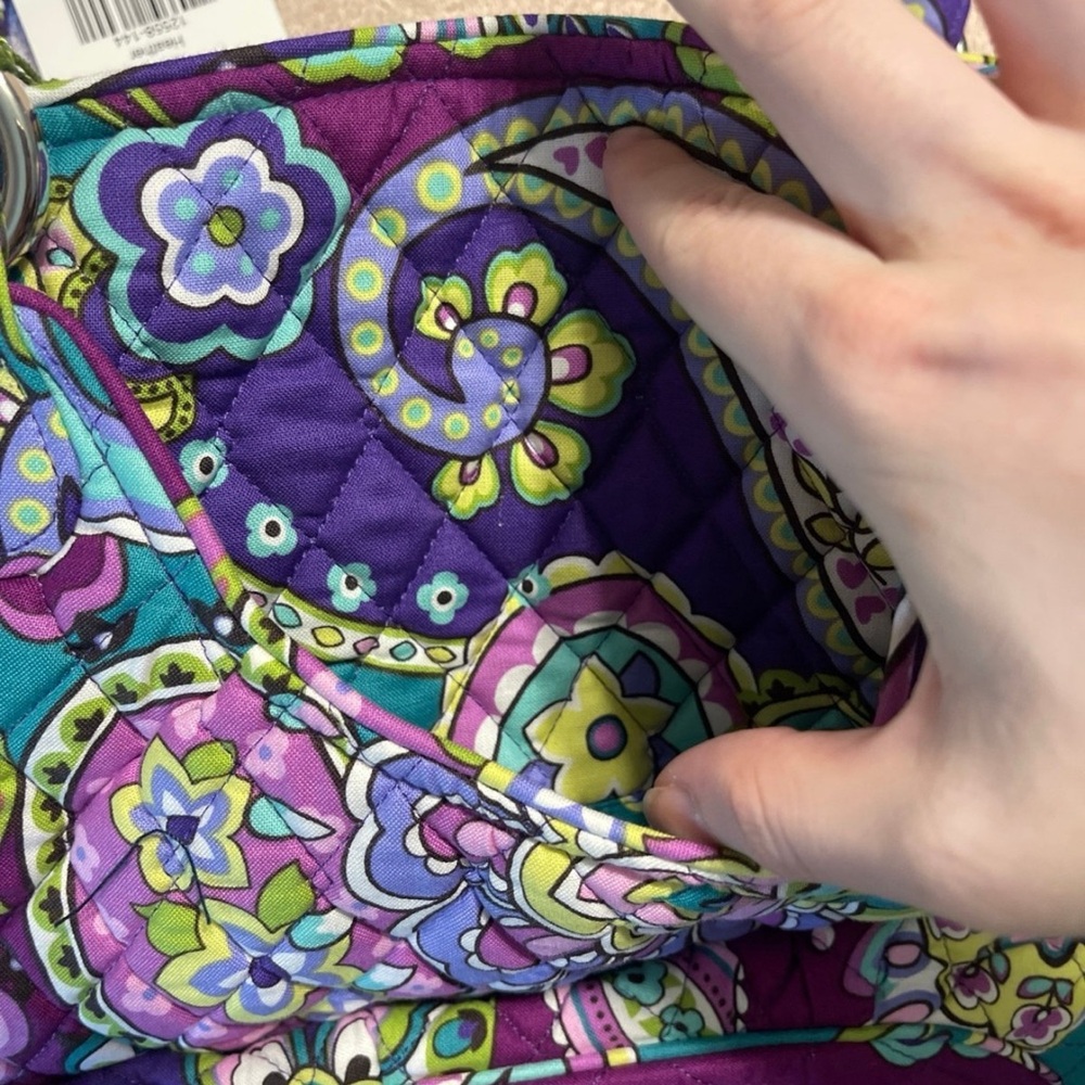 Vera Bradley Purple Teal Floral Quilted Tote - Picture 6 of 10